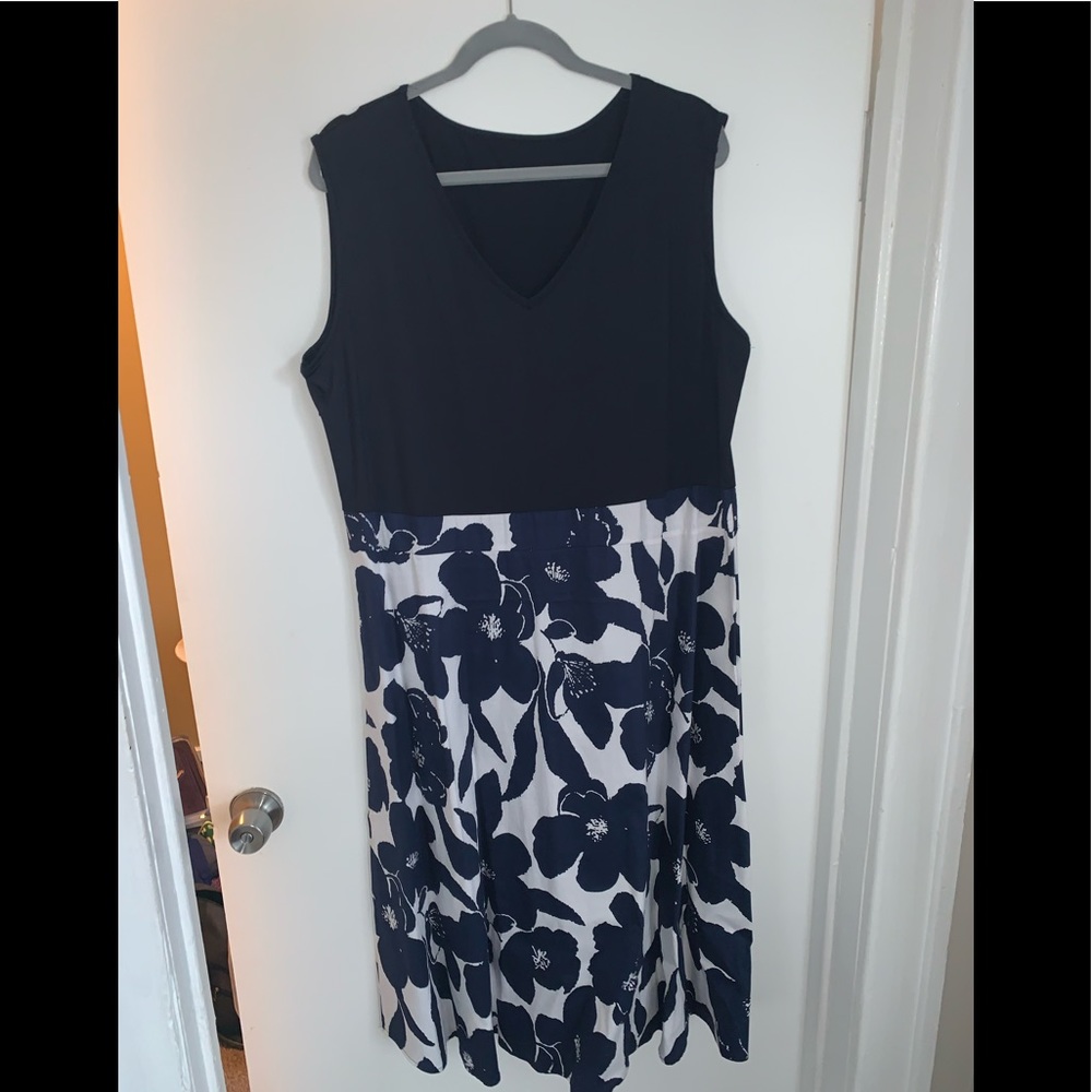 Navy fit and flare dress